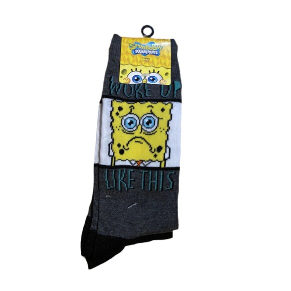 Nickelodeon Spongebob Woke Up Like This Men’s Crew Socks - Picture 2 of 3